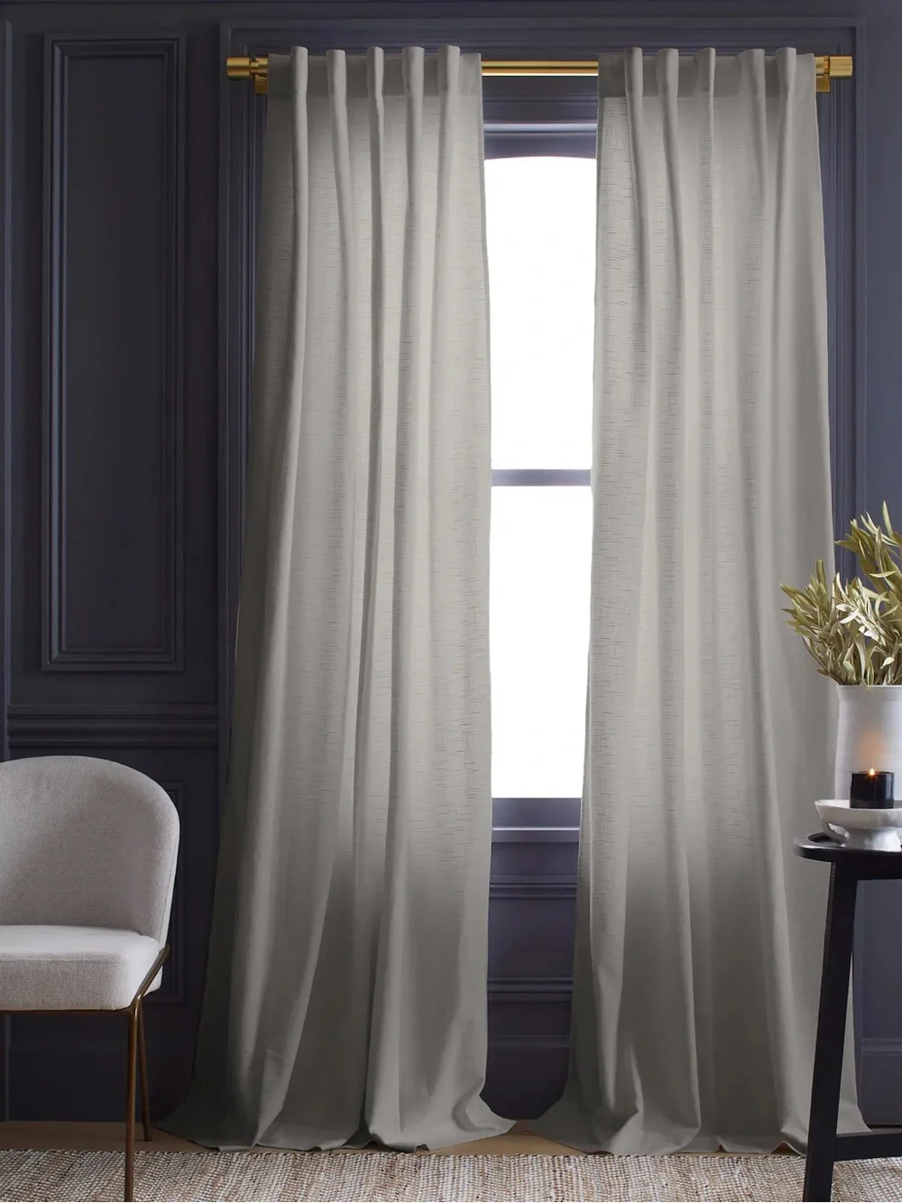 NWT QUINCE 1 panel 48x84 Cotton Slub Curtain Cloud 0737